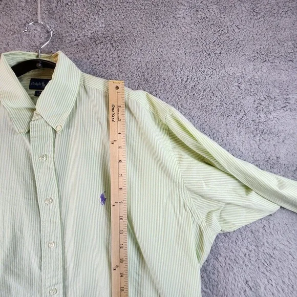 Ralph Lauren Button‎ Down Shirt - Men's Size XL - Green and White - Long Sleeve - Picture 4 of 9